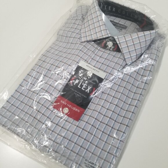 New Van Heusen‎ Ultra Flex Spread Collar Long Sleeve Wrinkle Free Dress Shirt - Picture 3 of 6